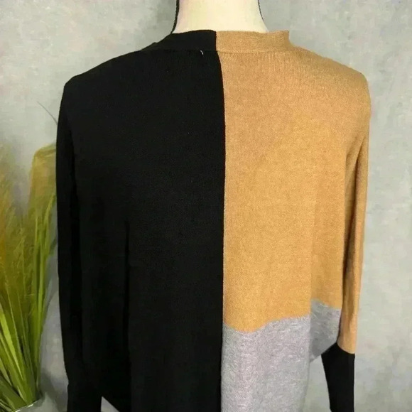 Chico’s S/M Black & Gold Color Block Long Sleeve Cardigan Sweater - Picture 6 of 11